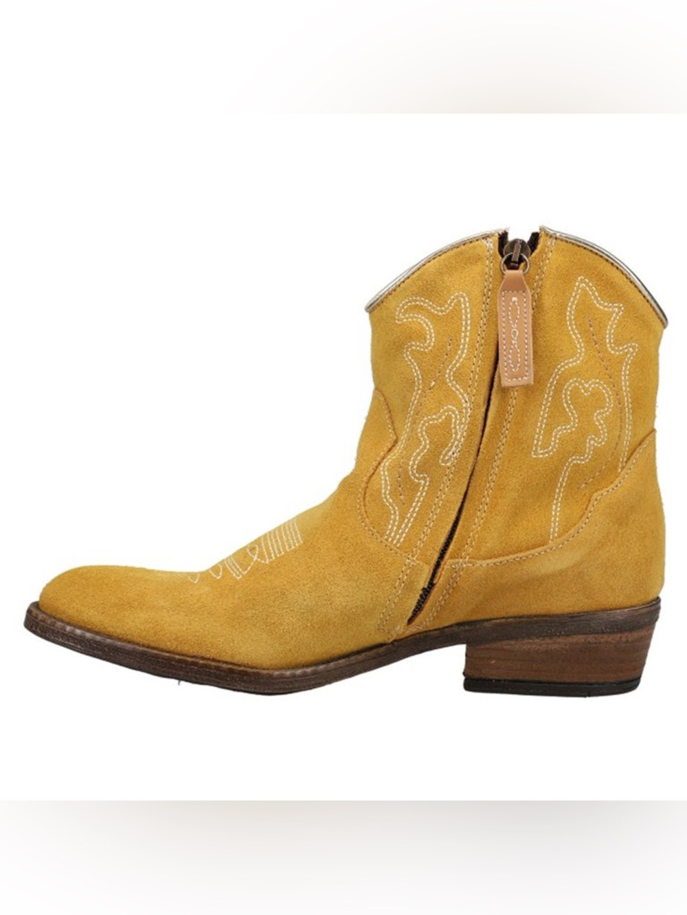 Dingo Women’s Daisy Mae Casual Leather Boots Ankle Low Heel 1-2" Mustard - Picture 3 of 9